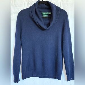 Ralph Lauren Navy Cowl Neck Sweater - 100% cashmere